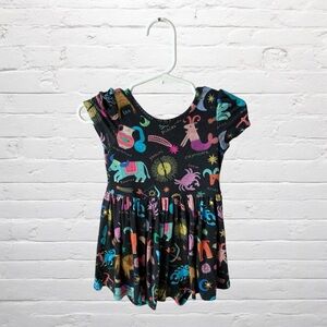 Little Sleepies // Star Signs Bamboo Twirl Bodysuit Zodiac Print Black Dress